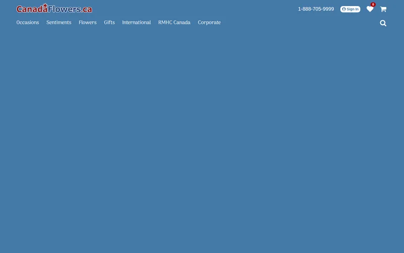 Website screenshot of Canada Flowers